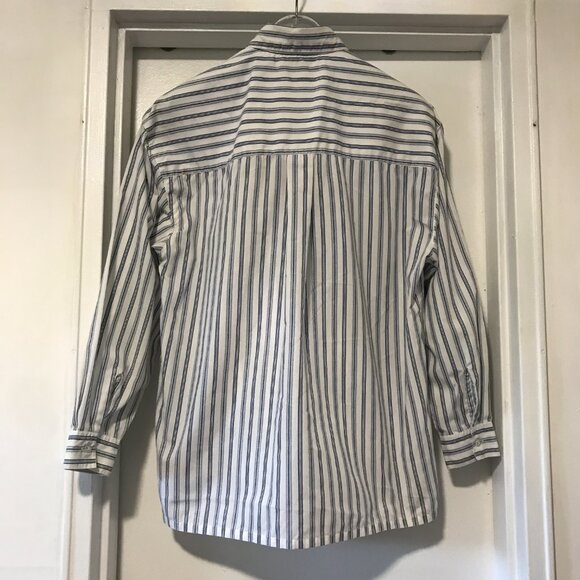 VINTAGE Separate Issue Oversized Button-up Blue & White Striped Shirt Women's 10 - Picture 4 of 4